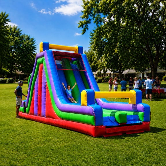 TentandTable Commercial Inflatable Slide and Rock Climbing Wall, Retro, 39'