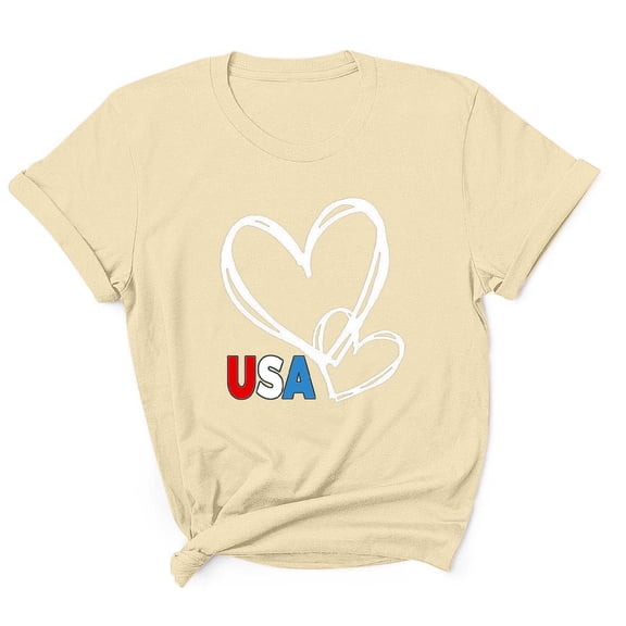 Tnhcen Men's Regular Fit Patriot Summer Shirts USA Flag Heart Print 4th of July Graphic Festival T-Shirt S-3XL