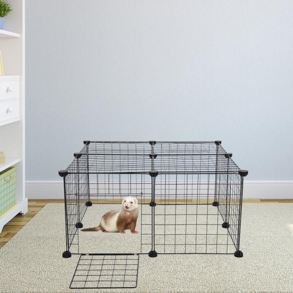 EUGAD Pet Playpen,Tall DIY Plastic Exercise Modular Enclosure Pet Run,Small Animals Cage as Guinea Pig Cage,Rabbit Hutch,Small Cat Run,Gerbil Cage,Hedgehog House,Indoor,8 Panels,Cable Ties Included