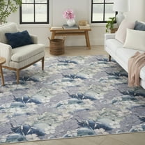 Nourison Nourison Washables Floral Grey Blue 5'2" x 7' Area Rug (5x7)