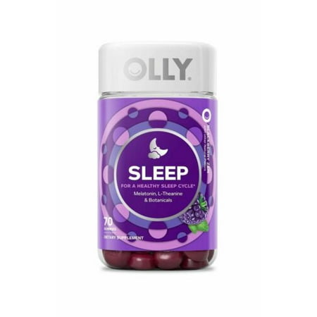 OLLY Sleep Gummy, Occasional Sleep Support, 3 mg Melatonin, L-Theanine, Chamomile, Lemon Balm, Sleep Aid, Blackberry, 70 Count