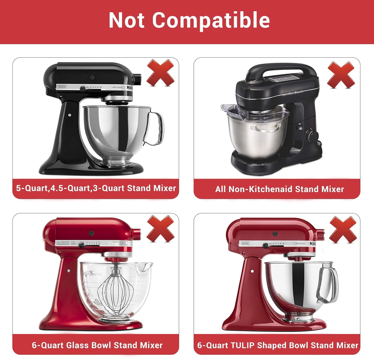 Flex Edge Schlägel Für KitchenAid Mixer – Mit Flexiblen Silikonkanten, Für 4,5/5 Quart Schüsseln, Metall-Konstruktion