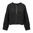 thumbnail image 5 of CAIXIA Fall Sweaters For Women Solid Button Detail Short Long Sleeve Pullover Tops Basic Clothes Loose Shirts Daily Work Outfits Fall Winter Clothes,Black, 5 of 5