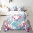 thumbnail image 2 of Homewish Kawaii Animal Salamander Bedding Comforter Set 7-Piece for Boys Girls,Ocean Axolotl King Bedding Sets,Cartoon Wildlife Ultra Soft Bed Sheets,Super Cozy Room Decor,Reversible, 2 of 8