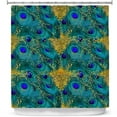 thumbnail image 1 of Shower Curtains 70" x 84" from DiaNoche Designs by Tina Lavoie - Peacock Gold, 1 of 1