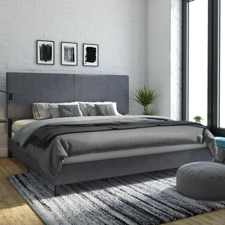 DHP Janford Upholstered Bed, King, Gray Linen