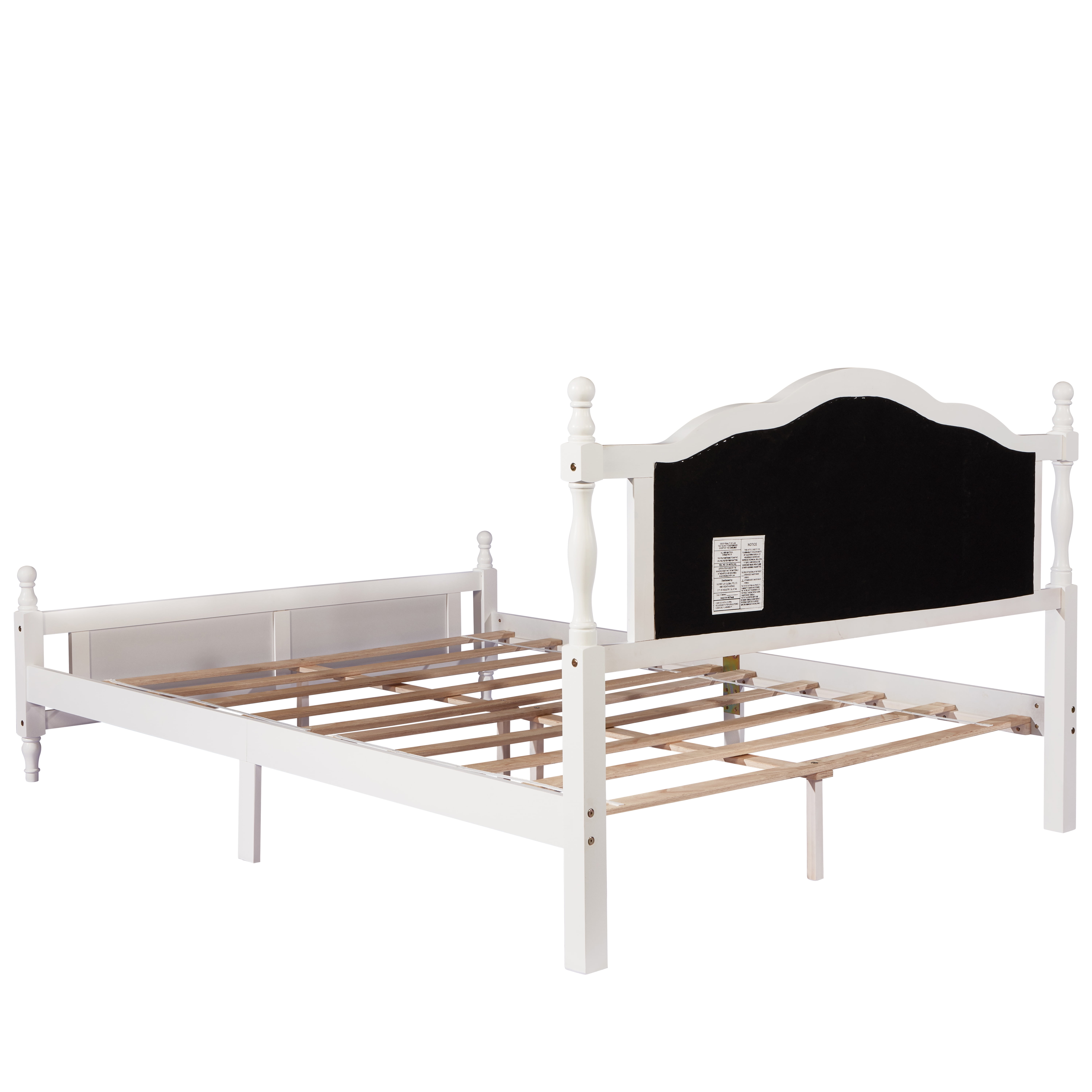 Miniyam Wood Queen Size Bed with Tufted Upholstered Headboard for Adult, White
