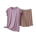 thumbnail image 2 of NominalSnug Womens Plus Size Pajamas Sets Cap Sleeve Sleepwear V Neck Loungewear High Waisted Shorts Cozy Homewear Pjs Set, 2 of 8