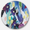 thumbnail image 1 of Designart 'Blue and Purple Flower Composition I' Traditional Metal Circle Wall Art, 1 of 3
