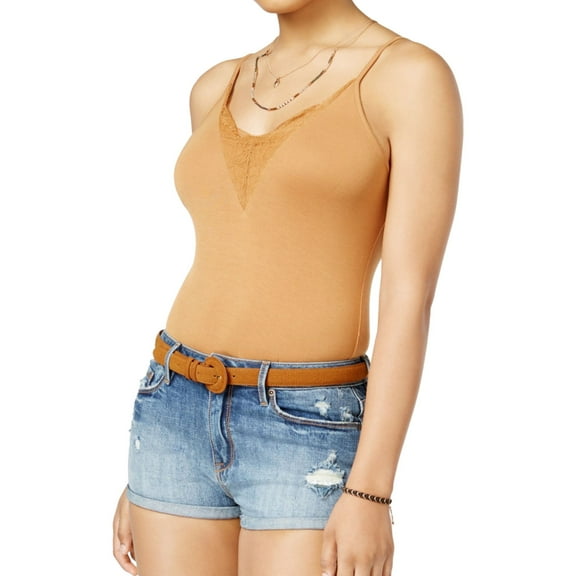 American Rag Womens Lace Trim Bodysuit Jumpsuit, Brown, Medium