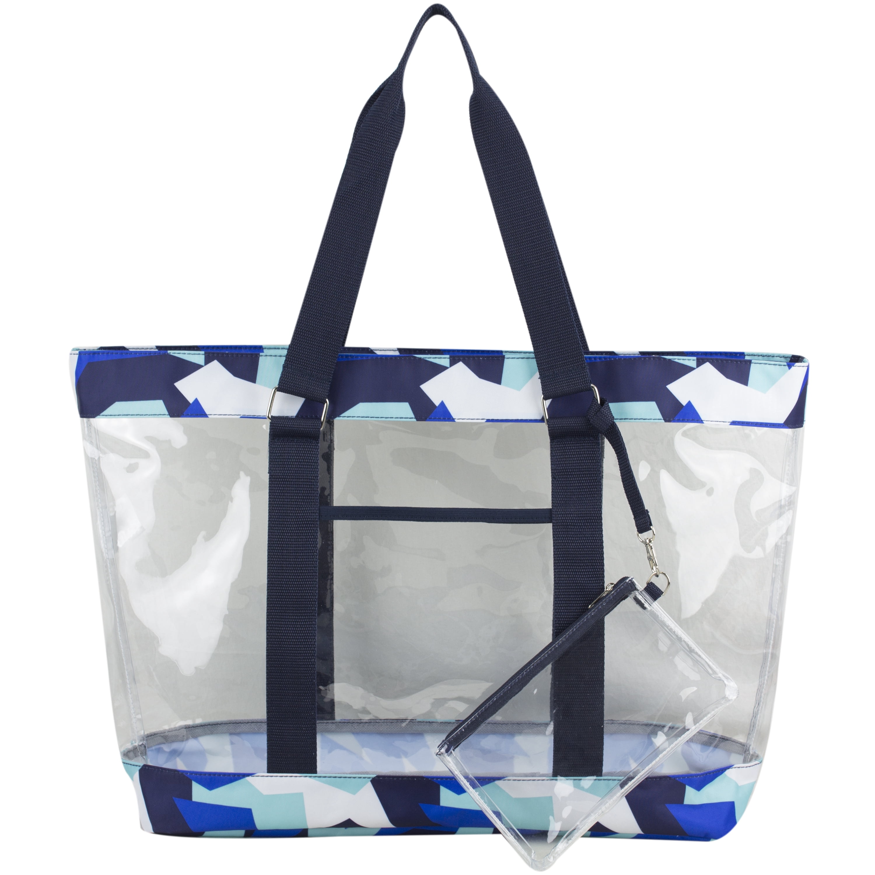 Eastsport Supreme Deluxe Clear Tote with Wristlet, Jagged Blue