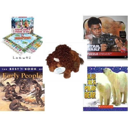 Children's Gift Bundle [5 Piece] -  Horse-Opoly Board  - Star Wars The Force Awakens Finn   - Tatanka Running Strong For American Indian Youth Buffalo  4