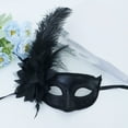 thumbnail image 2 of Xfvqtps Mardi Gras Mask for Women Masquerade Masks Half Face Feather Flower Glitter Lace Carnival Mask for Makeup Performance Ball Party Black-02, 2 of 3