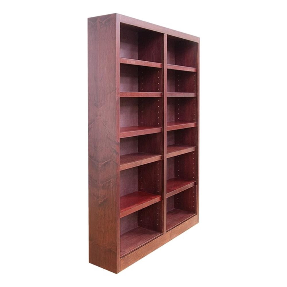 Bowery Hill Traditional 84" Tall 12-Shelf Double Wide Wood Bookcase in Cherry