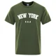 thumbnail image 5 of Camisetas estampadas de ciudad de Nueva York, EE. UU., para hombre, holgadas, de gran tamaño, a la moda, transpirables, de manga corta, de algodón, 5 of 5