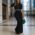 thumbnail image 7 of Women's Dressy Wide Leg 2 Piece Outfits, Puff Sleeve Elegant Crop Blouse Summer Business Vacation Matching Sets, 7 of 7
