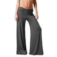 thumbnail image 4 of Pants for Women Coral Fold Over Yoga Pants Solid Wide Leg Loose Fit Ruched Waist Pants for Yoga Sports Everyday Yoga Pants Women, 4 of 8