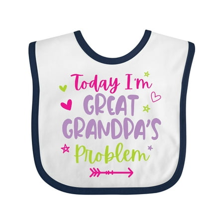 

Inktastic Child Funny Today Im Great Grandpas Problem Gift Baby Girl Bib