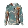 thumbnail image 2 of Uemuo Starry Sky Cloud Fox Pattern Women's Full Zip UPF 50+ Sun Protection Hoodie Jacket Long Sleeve Sun Shirt Hiking Outdoor Performance with Pockets-X-Large, 2 of 9
