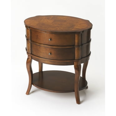 Butler Specialty Company Jarvis Oval 2-Drawer Wood Side Table - Umber Brown