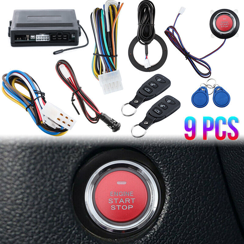 Universal Car Alarm System with Remote Engine Start and Push Start Stop