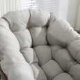 thumbnail image 3 of PORKISS Papasan Rocking Chair Indoor and Outdoor, Patio Rocker Recliner Chair with Padded Cushion, Modern Lounge Egg Chair with Steel, Rattan Frame, Beige, 3 of 11
