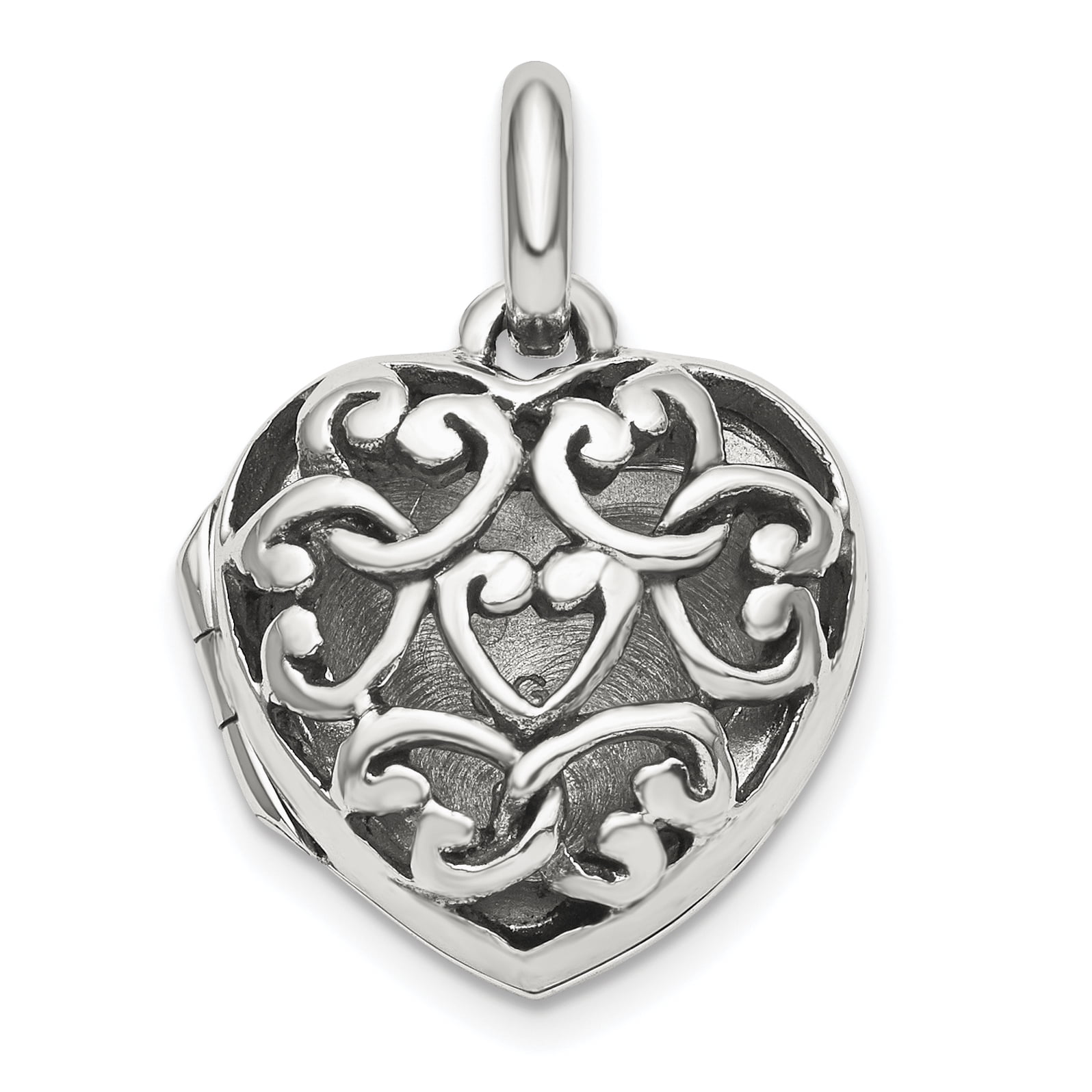 925 Solid Sterling Silver Puffed Heart Charm with Open Jump Ring 