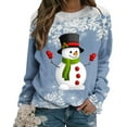 thumbnail image 4 of Dezsed Womens Christmas Shirts Clearance Women's Shirt Tops Casual Christmas Snowman Printed Round Neck Long Sleeve Pullover Blouse Sweatshirt Tops Blue M, 4 of 6