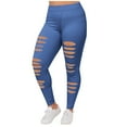 thumbnail image 3 of UVEASISHA Plus Size Leggings for Women High Waist Ripped Yoga Active Pants Vintage Distressed Skinny Tights Blue XL, 3 of 7