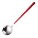 thumbnail image 1 of Nvzi Round Soup Spoon 4 Piece, Stainless Steel Bouillon Spoon,Red Silver, 1 of 5