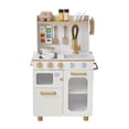 thumbnail image 3 of Teamson Kids Wooden Play Kitchen Set with 16 Accessories, Extendable Faucet, White and Gold Compact Wooden Play Kitchen with Oven, Sink and Storage, 3 of 10