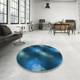 thumbnail image 4 of Ahgly Company Machine Washable Indoor Square Transitional Blue Ivy Blue Area Rugs, 5' Square, 4 of 7