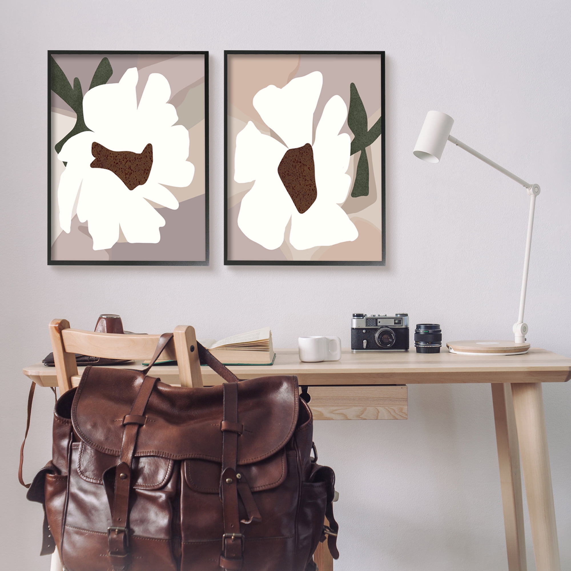 Stupell Industries Abstract White Daisies Botanical & Floral Painting Black Framed Art Print Wall Art, 24 x 30