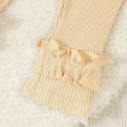thumbnail image 5 of SGFCWSX Girls Clothes Outfits Fall Baby 3 Piece Set Ribbed Ruffle Sleeve Top, Pants and Bow Headband Sets Beige Size 0-1T, 5 of 9