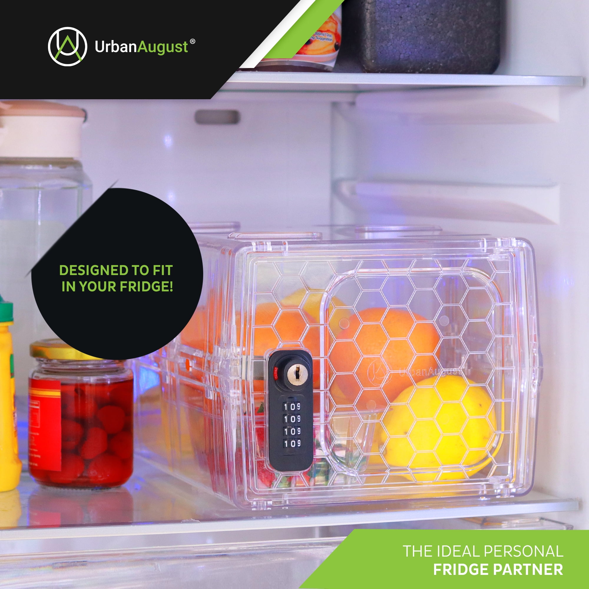 Urban August Lock Box for Food & Medicine – Dual Combination & Keyed Lock Box – Industrial-Grade Plastic – One Size (Clear)
