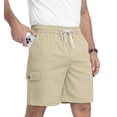 thumbnail image 6 of QDG Men's Relaxed Fit Cargo Shorts with Drawstring Elastic Waist Multi-Pocket for Daily Hiking Work, 6 of 7