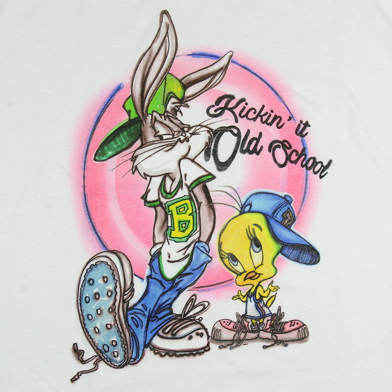 Looney Tunes Men\'s It n\' Old (MD) Tweety Bugs T-Shirt School Kickin\' Airbrush