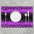 thumbnail image 2 of Purple Black Leopard Glitter Placemats Set of 4 Ombre Purple (Not Glitter) Table Place Mats Silver Fashion Placemat for Kitchen Dining Table 18"x12" Leopard Print Indoor Outdoor Decor Table Mats, 2 of 4