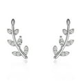 thumbnail image 4 of LYTiang Silver Rhinestone Earrings Olive Leaves Stud Earrings With Shinny Zircon Fine Jewelry Geometric Earrings For Women Pearl Earrings Set Small Pearl Hoop Earrings Bulk Earrings, 4 of 7
