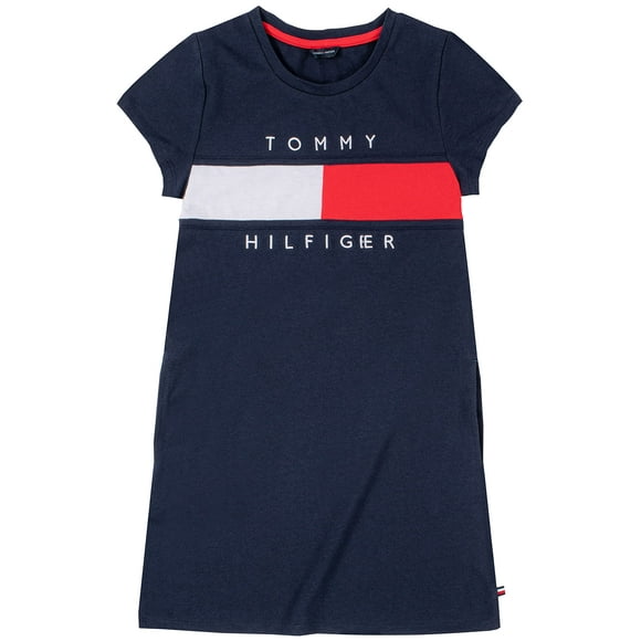 Tommy Hilfiger Womens Pieced Flag Tee Dress (Big Kids) Navy Blazer Small (7 Big Kids)