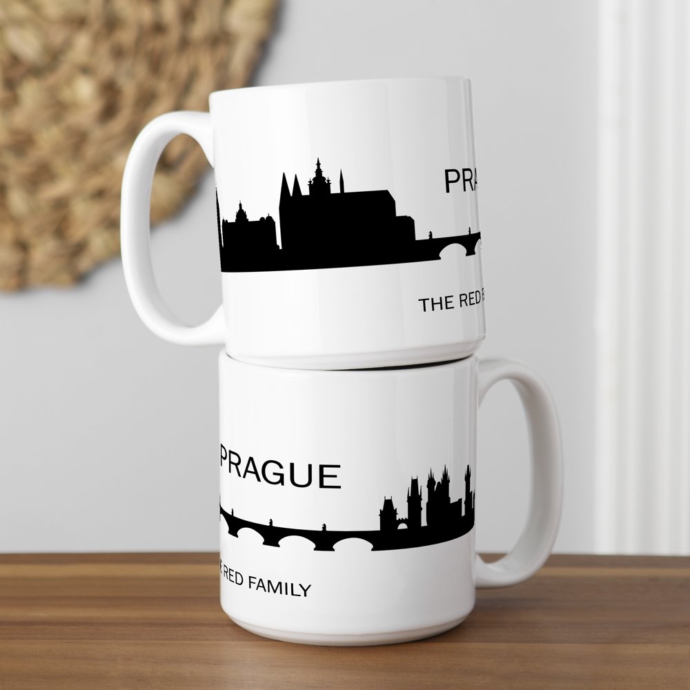 Personalized Prague Cityscape 20 oz. Coffee Mugs (Set of 2