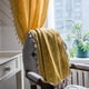 thumbnail image 2 of Cortinas terminadas con borlas geométricas amarillas, estilo ventana pequeña, cortinas de cocina, semiopacas, para ventana salediza, pieza única, 2 of 5