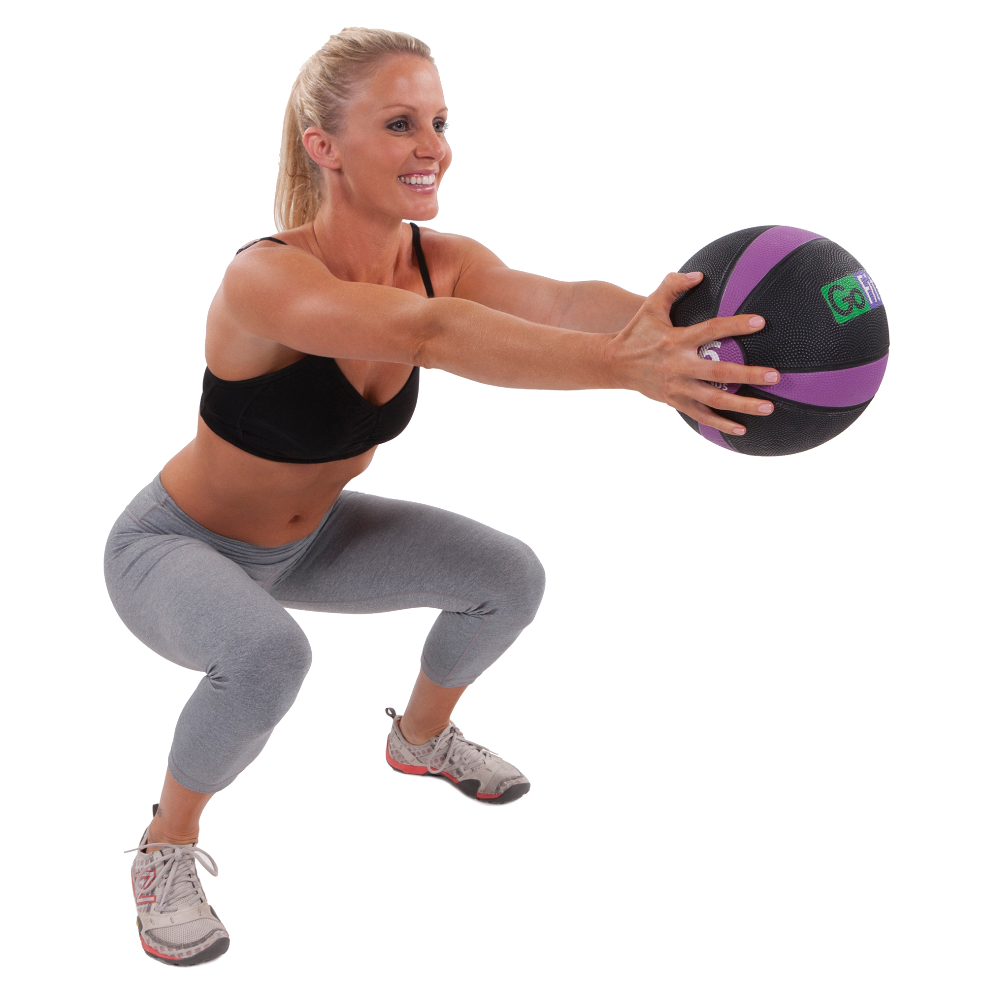 GoFit Medicine Ball, Training Manual Set Textured Medicine Ball and Exercise Manual Available in Weight Increments of 4, 6, 8, 10, 12, or 15 Pounds