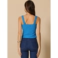 thumbnail image 3 of DARING DIVA Women's Wide Strap Lettuce Floral Trim Crop Cami Tops XS Blue, 3 of 6