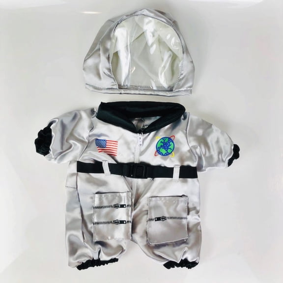 Silver Astronaut Outfit for 14"-18" Plush Dolls, Space Costume Dress Up Doll Clothes
