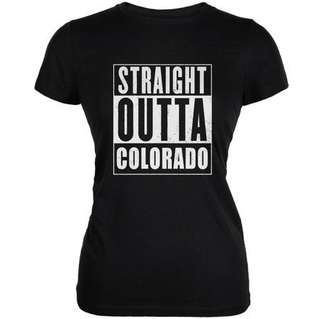Straight Outta Colorado Black Juniors Soft T-Shirt