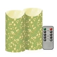 thumbnail image 2 of Green Floral Pattern Flameless Candles 2 PCS with Remote Realistic Moving Flame LED Tapered Pillar Set for Home Decor, 2 of 7