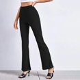 thumbnail image 4 of Gibobby Pantalones de yoga VWomen Leggings cintura alta elástico Bootcut Yoga mujer casual verano sólido elástico cintura alta pantalones delgados Yoga deportes cuerno pantalo(Negro， M), 4 of 4
