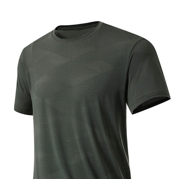 Liweisiy Men's Ice Silk Tees Crewneck Quick Dry Short Sleeve Moisture Wicking Shirts Summer Casual Athletic Gym Tees Army Green Xs