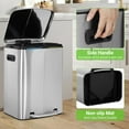 thumbnail image 4 of Kitchen Trash Can, 10 Gallon Garbage Can with Dual Inner Bins, Large Capacity 40 Liter Trash Can with Soft-Close Foot Pedal, Wide Stainless Steel Trash Bin, Rectangular Recycling Bin, Sliver, 4 of 6